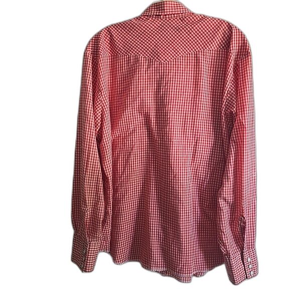 Wrangler Men's VTG Long Sleeve Western Pearl Snap Shirt Red & White Plaid L - Picture 7 of 9